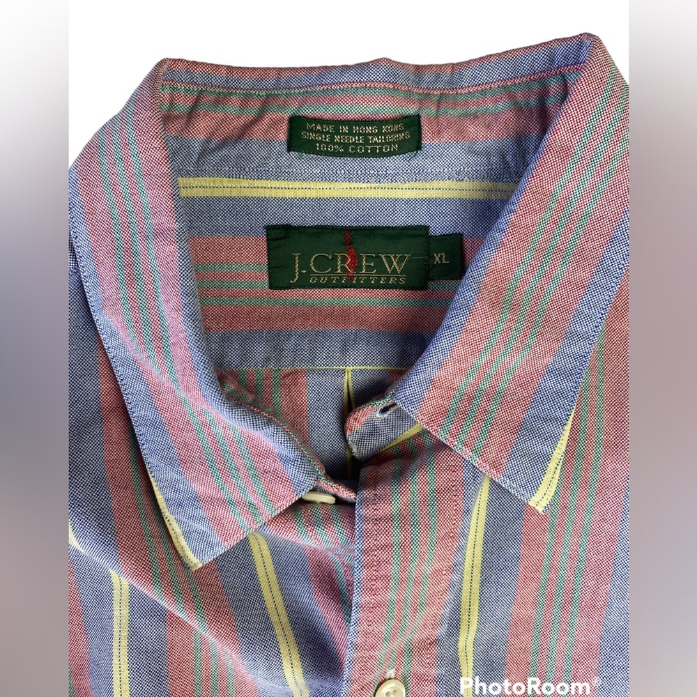 Vintage J Crew Button Down Rainbow Striped Long Sleeve Shirt